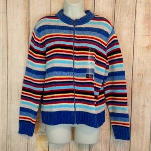 Y2K Retro rainbow vintage zip sweater large NWT